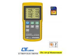 Rejestrator temperatury 12-kanałowy LUTRON, rejestracja danych na karcie pamięci SD